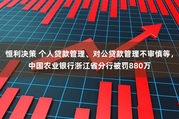 恒利决策 个人贷款管理、对公贷款管理不审慎等，中国农业银行浙江省分行被罚880万
